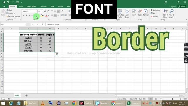How to change Font in MS excel. font style, size, color and borders| Learning End | Excel in Tamil смотреть онлайн
