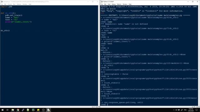 Python Debugger pdb смотреть онлайн