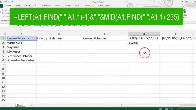 Kutools for Excel | How to use ADD TEXT option ? | How to add comma after first word in each cell ? смотреть онлайн