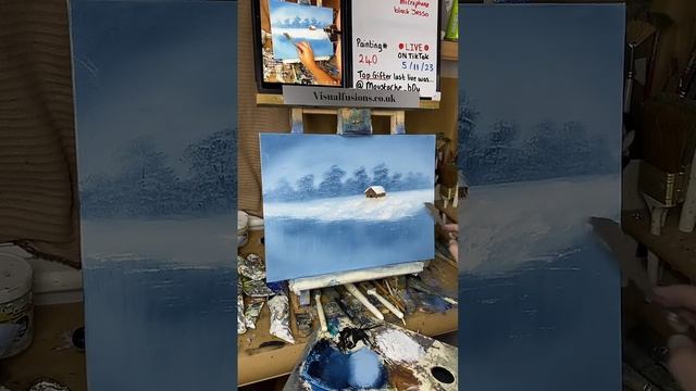 Learn How to Paint FULL LIVE ART TUTORIAL Winter lodge Oil Painting 240 #oilpainting #art #asmr смотреть онлайн
