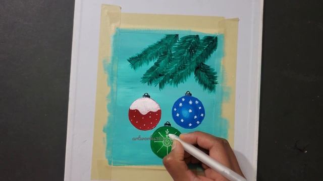 Simple christmas card painting ideas|christmas painting ideas|snowman painting|Acrylic Painting смотреть онлайн