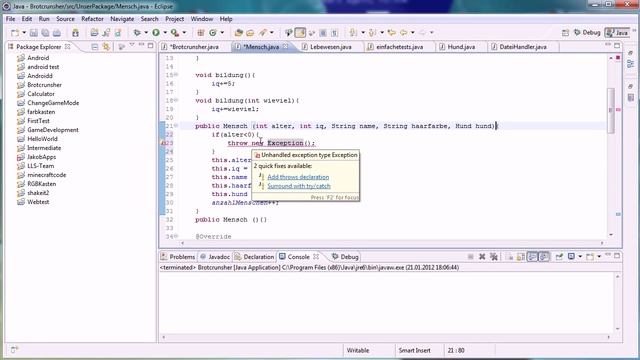 Java Tutorial 62 - Ausnahmebehandlung: throw смотреть онлайн