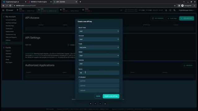 How to generate API keys on Deribit futures exchange смотреть онлайн
