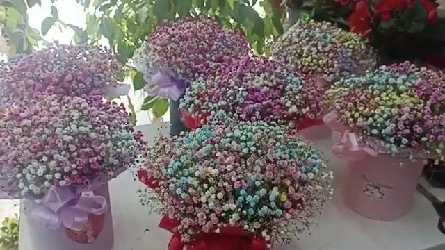Букет из гипсофилы в коробке?#рекомендации #букет #флористика смотреть онлайн