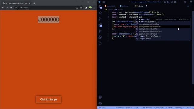 Генератор рандомных HEX цветов | Random HEX color generator | html css javascript смотреть онлайн