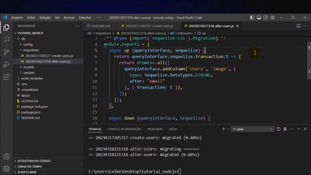 Como criar e executar rollback na migration com Node.js смотреть онлайн