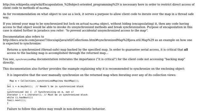 java.util.HashMap lock on actual HashMap object compare to lock on object that encapsulate the... смотреть онлайн