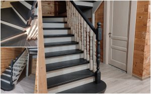 Изготовление лестницы с поворотом на 180 градусов через 4 поворотных ступени / монтаж