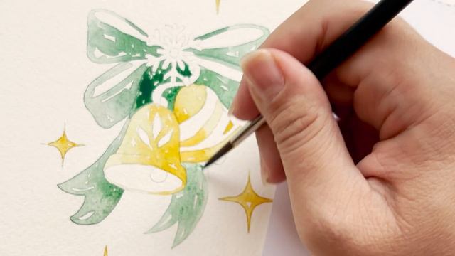 How to paint a Christmas card with watercolors ??. Easy watercolor tutorial for beginners? смотреть онлайн