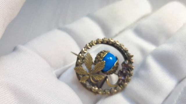 ЛАВКА СТАРЬЕВЩИКА. Антикварная брошь из Габлонца "Каштан". 19 век. смотреть онлайн