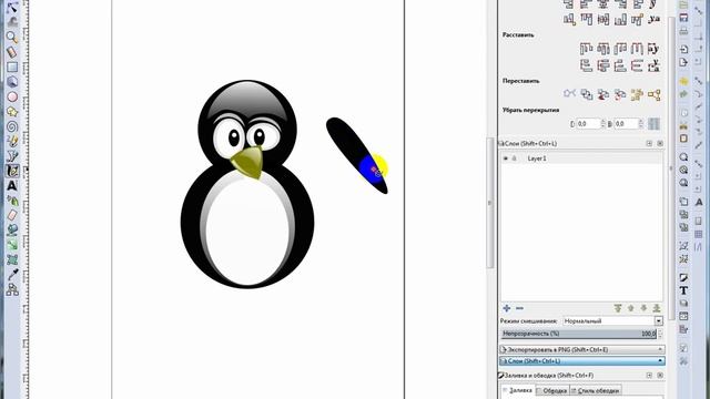 Рисуем пингвина в Inkscape Часть 2 смотреть онлайн