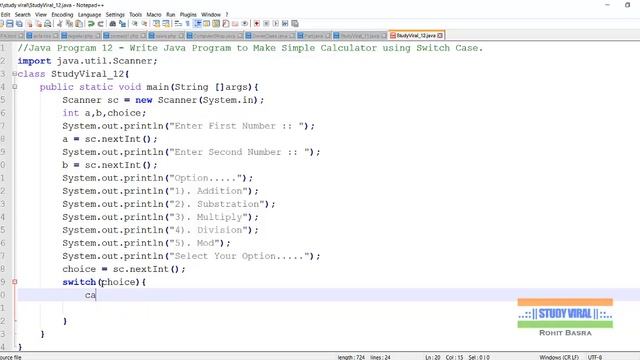 Java Program 12 - Java Program to Make Simple Calculator using Switch Case - Study Viral смотреть онлайн