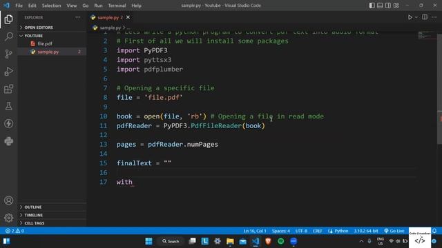 PDF TO AUDIO | CODE CRUSADERS | PYTHON смотреть онлайн