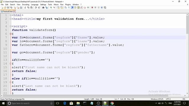 Practical-5 || Validation of Form Fields using Java Script || Part-2 || IWT смотреть онлайн