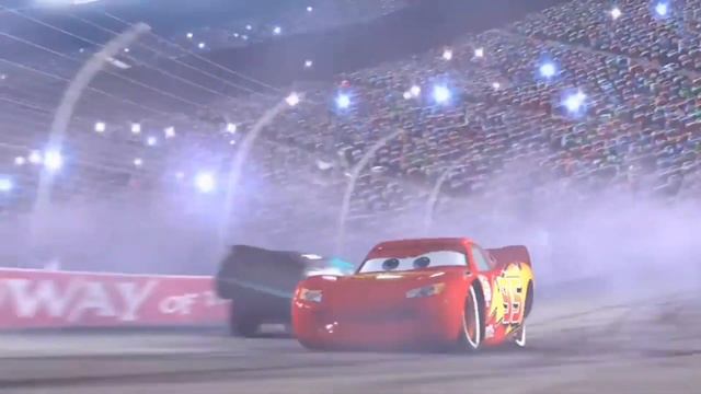 Disney Pixar Cars Fall Into The Water: Lightning McQueen, Chick Hicks, Dinoco, Wingo