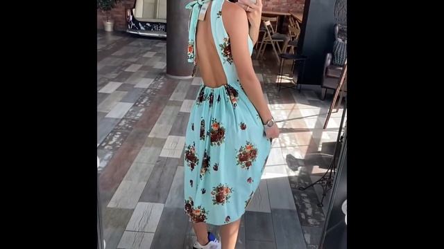 Платье из льна мятное с открытой спиной 11096 смотреть онлайн