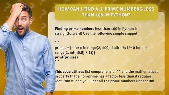 How Can I Find All Prime Numbers Less Than 100 in Python? смотреть онлайн