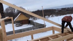 Строительство каркасного дома-бани ? Стропильная система | Каркасный дом 9х9 Часть 5