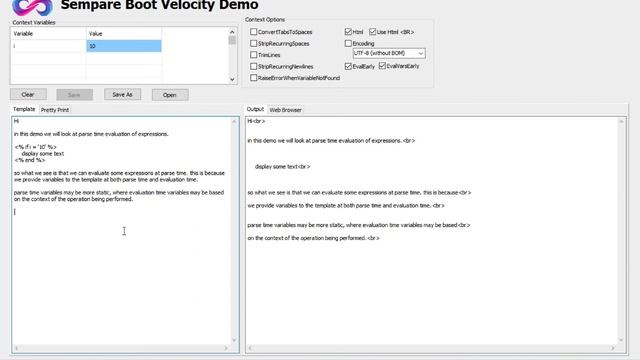 Sempare Boot Velocity Template Engine Demo - Parse Time Expression Evaluation смотреть онлайн