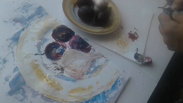 Эксперимент с сухим акрилом и мастихином по бумаге. смотреть онлайн