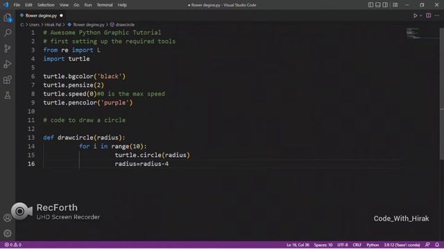 Awesome Python Turtle Graphics | Using Circles / python for beginners смотреть онлайн