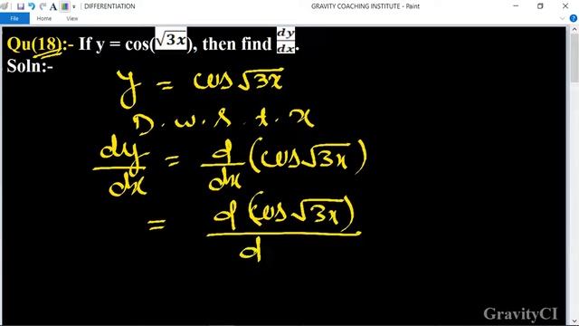 Q18 | If y = cos(√3x) then find dy/dx смотреть онлайн