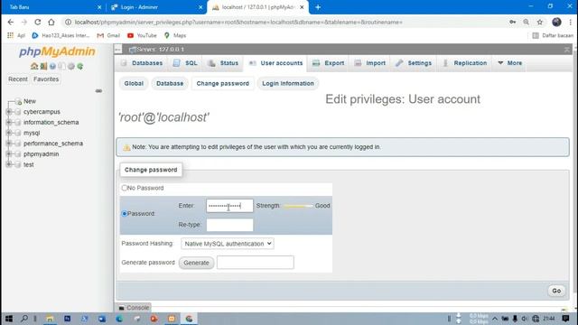 access denied user'root'@'localhost' (using password : NO) Pada adminer terbaru смотреть онлайн