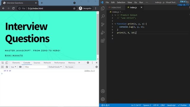 Predict Output use strict and duplicate parameter ? | JavaScript Interview Questions|Zero to Hero! смотреть онлайн