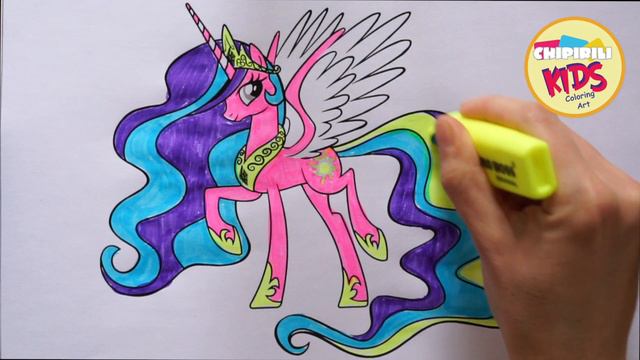 Coloring Princess Celestia My Little Pony Coloring Pages - Chipirili Kids Coloring Art смотреть онлайн