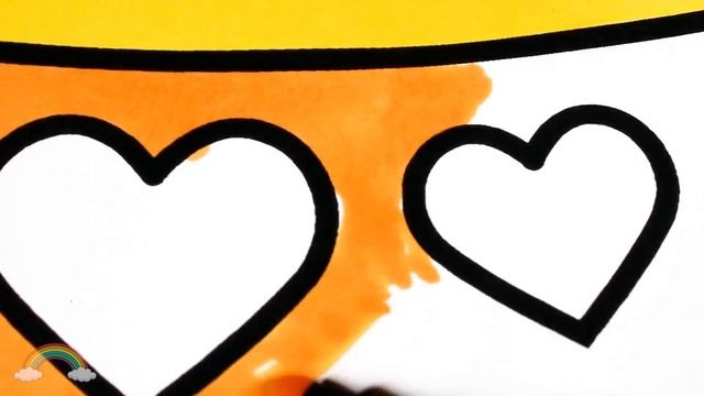 Cake and Candles Coloring Pages - How to Draw Cake With Hearts - Learn Colors for Kids смотреть онлайн