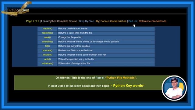 Learn Python References Complete Course |Step By Step| File Methods |Ponnuri Gopie Krishna | Part-5 смотреть онлайн