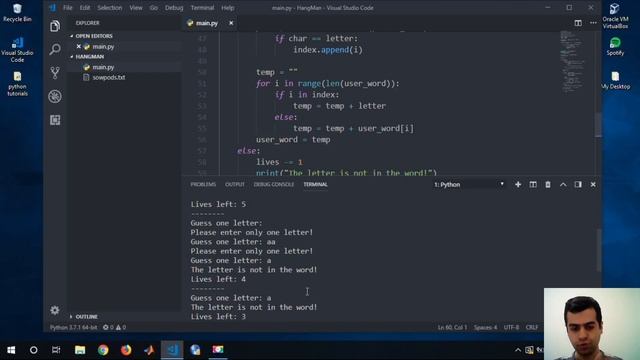 Python Basics - Part 8: Hangman game (P4) String Module - Check rules for user input смотреть онлайн