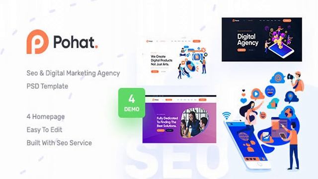 Pohat - SEO & Digital Marketing Agency PSD Template | Themeforest Website Templates and Themes смотреть онлайн