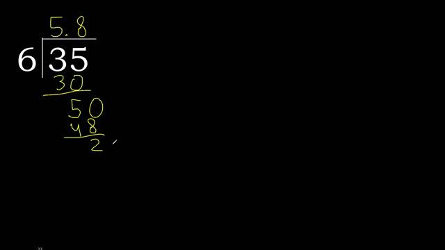 Dividir 35 Entre 6 Division Inexacta Con Resultado Decimal De 2 Numeros Con Procedimiento