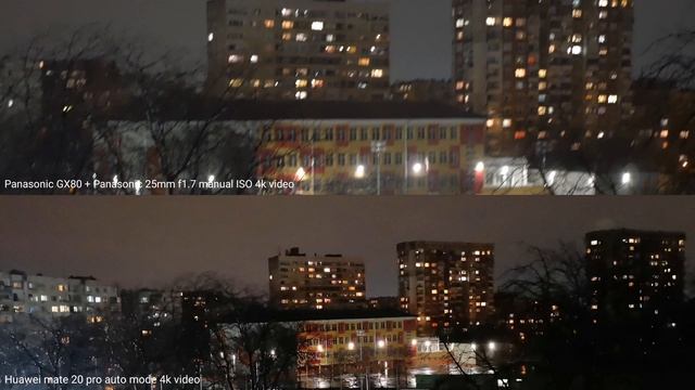 Huawei mate 20 pro Vs Panasonic GX80 Cinelike D 4k Night video test смотреть онлайн