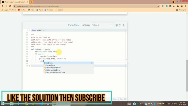 HackerRank Tree Inorder Traversal problem solution in Python Programming | Data Structures смотреть онлайн