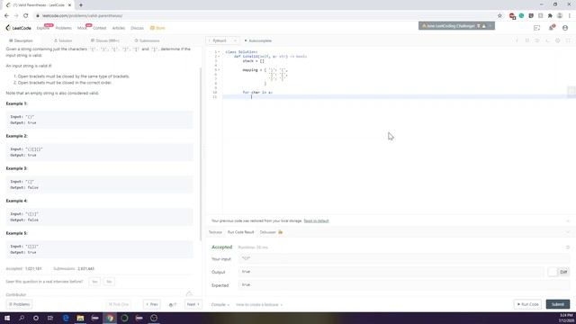 Leetcode Python #2: Valid Parentheses смотреть онлайн