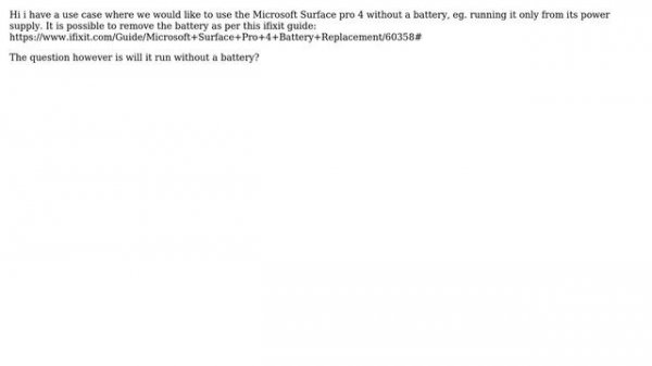 Microsoft Surface Pro 4 running without a battery