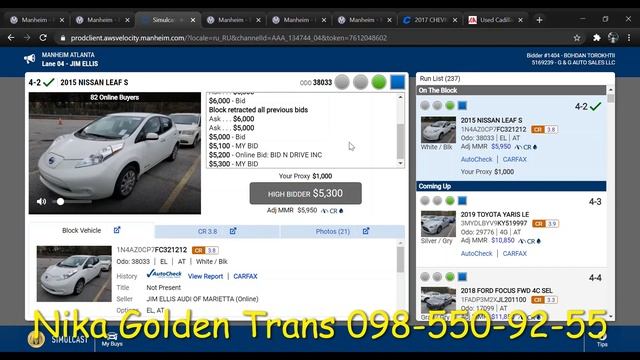 Nissan LEAF S 2015, за 5300$ целый с Менхейм, батарея 12 из 12