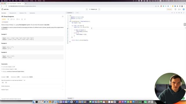Решаем задачу Group Anagrams | Leetcode 49 | Собеседование в FAANG смотреть онлайн