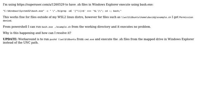 Resolve "permission denied" when executing .sh files on WSL 2 via windows explorer смотреть онлайн