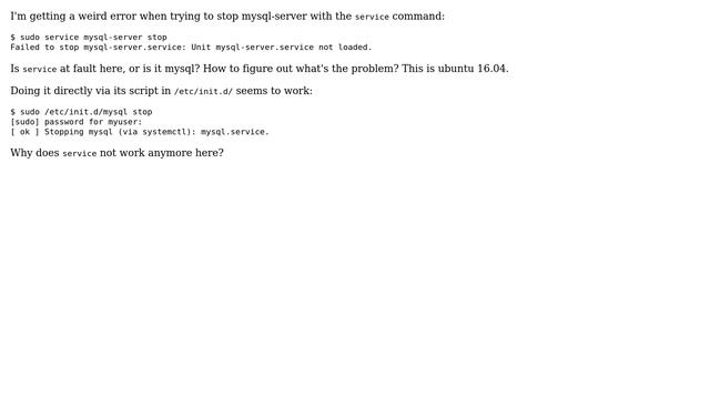 Failed to stop mysql-server.service: Unit mysql-server.service not loaded смотреть онлайн
