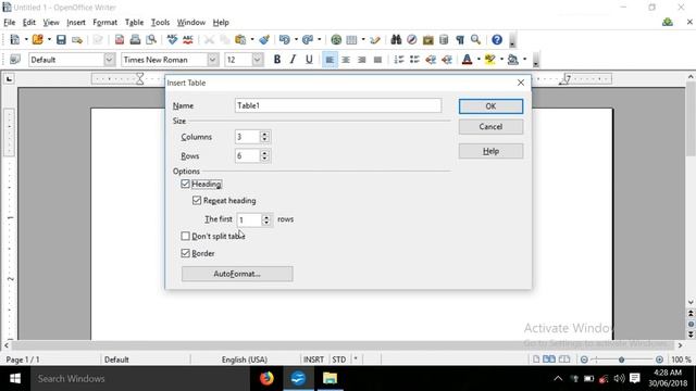 Open Office Writer Insert Table Option смотреть онлайн