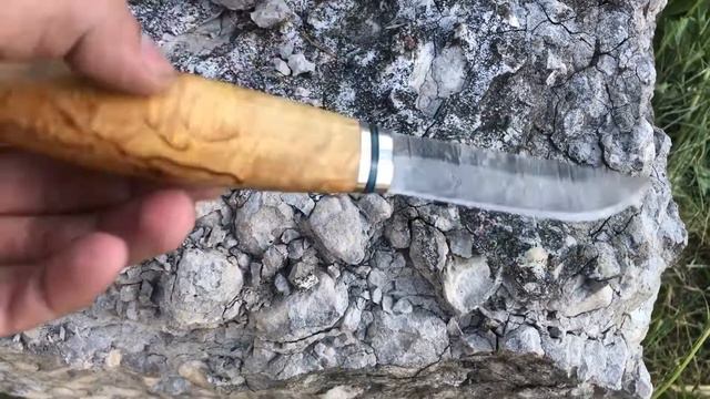 Нож финка "Пуукко", клинок дамаск, рукоять карельская береза смотреть онлайн