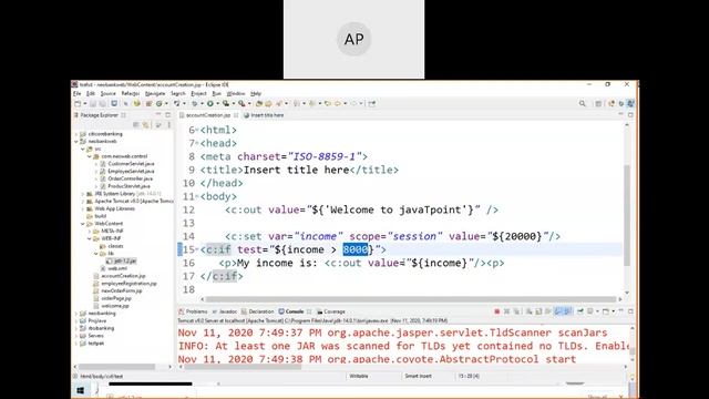 java web development part 6 jstl scriplet passing value from servlet to jsp through implicit objec смотреть онлайн