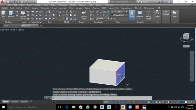 AutoCAD Class-19 (Extrude Face, Move Face, Offset Face, Delete Face)- In Hindi смотреть онлайн