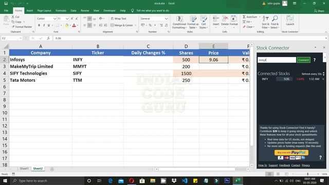Share market live data in excel | जानिए केसे लाए शेयर मार्केट का डाटा इक्सेल मे смотреть онлайн