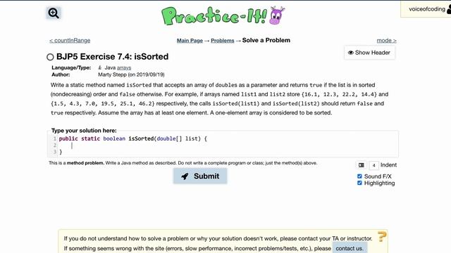 Exercise 7.4 (isSorted) Java Tutorial || Practice-It смотреть онлайн