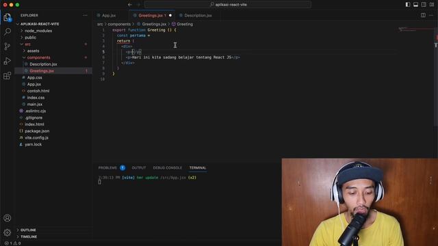 Belajar Coding React JS | Cara Menuliskan Codingan Javascript di JSX смотреть онлайн