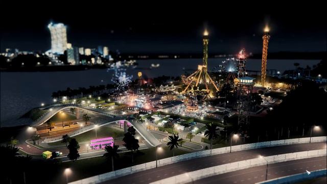 A Night at the Fair with Fireworks all Night - Cities Skylines Cinematic смотреть онлайн